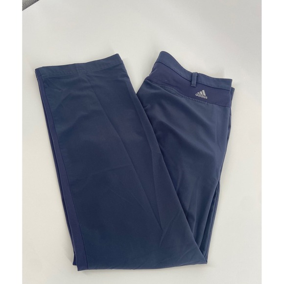 Adidas Golf Pants Mens 36x32 Navy Blue Flat‎ Front Performance Stretch